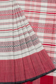 White Handloom Dhaniakhali Cotton Saree 10062574