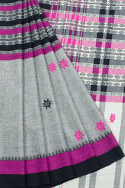 Grey Handloom Dhaniakhali Cotton Saree 10062583