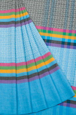 Celestial Blue Handloom Dhaniakhali Cotton Saree 10062587