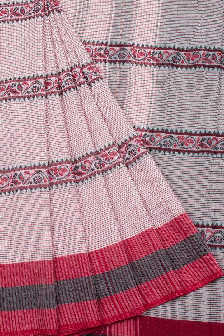 Pastel Pink Handloom Dhaniakhali Cotton Saree 10062591