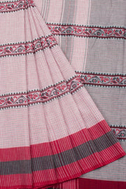 Pastel Pink Handloom Dhaniakhali Cotton Saree 10062591