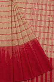 Beige Handloom Dhaniakhali Cotton Saree 10062599