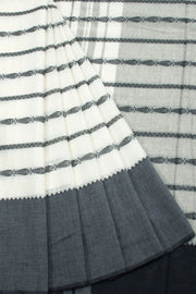 White Handloom Dhaniakhali Cotton Saree 10062604