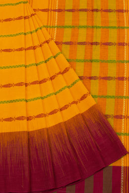 Mango Yellow Handloom Dhaniakhali Cotton Saree 10062605
