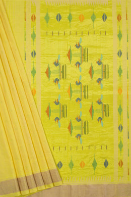 Harvest Gold Yellow Handloom Paithani Cotton Saree 10062504