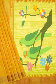 Golden Drop Orange Handloom Paithani Cotton Saree 10062505