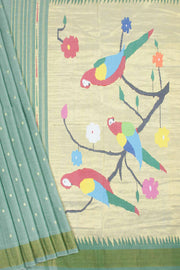 Sage Green Handloom Paithani Cotton Saree 10062506