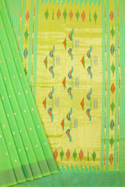 Neon Green Handloom Paithani Cotton Saree with Silk Pallu 10062508