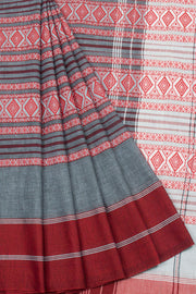 Grey Handloom Dhaniakhali Cotton Saree 10062573