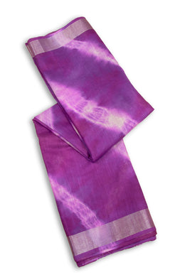 Purple Shibori Dyed Linen Saree 10063869 