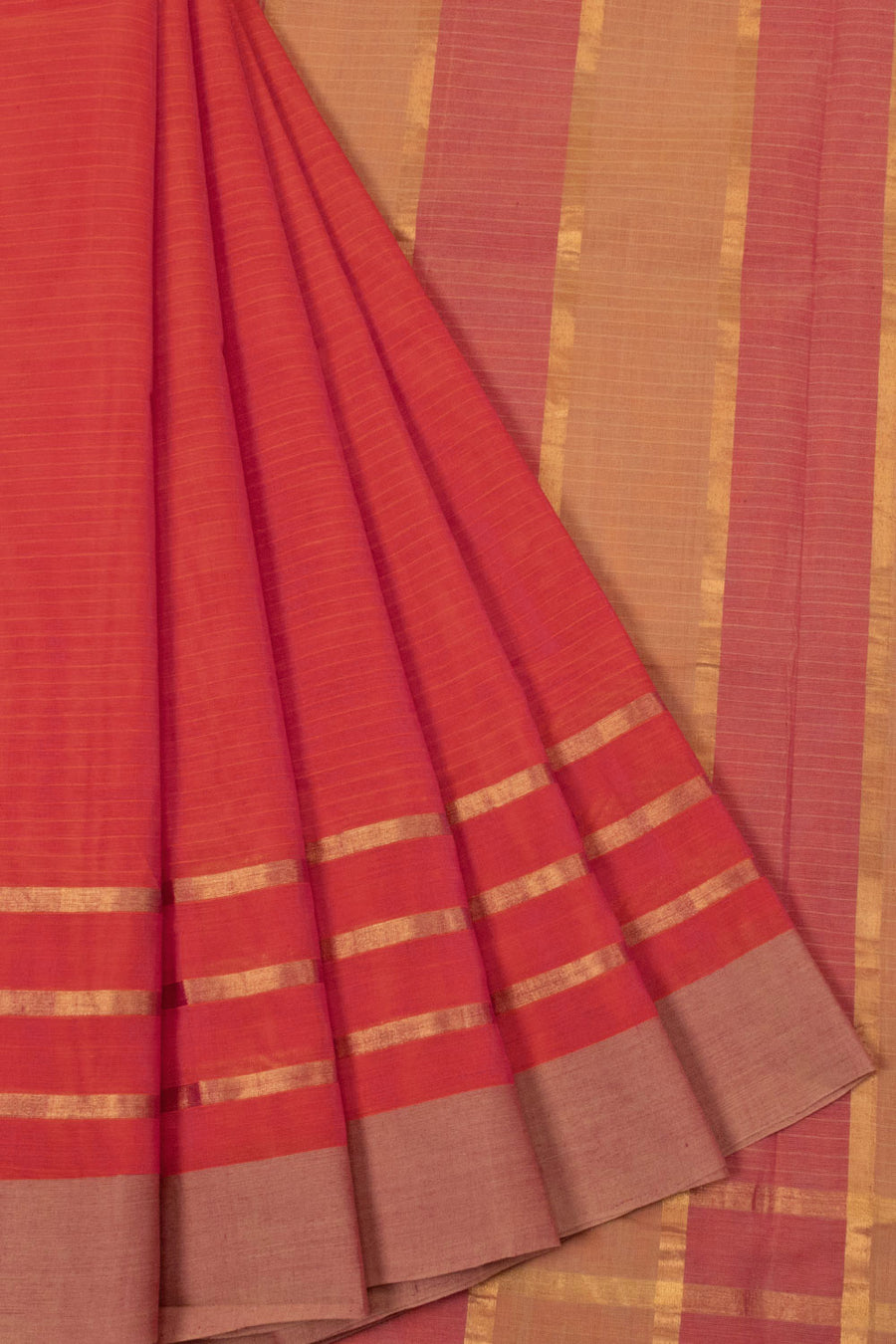 Crimson Red Negamam Cotton Saree-Avishya