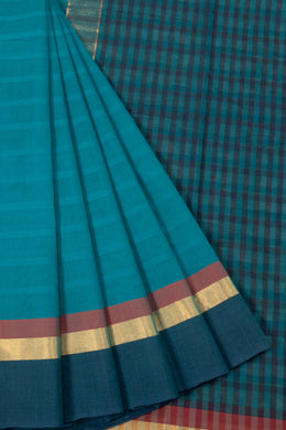 Steel Blue Negamam Cotton Saree - Avishya