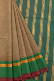 Brown Handloom Narayanpet Cotton Saree Without Blouse 10064377 - Avishya