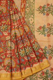 Orange Anokhi Hand Block Printed Saree - Avishya