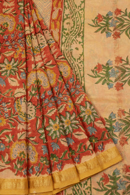 Orange Anokhi Hand Block Printed Saree - Avishya