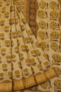 Beige Anokhi Hand Block Printed Saree - Avishya