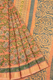 Peach Anokhi Hand Block Printed Saree - Avishya