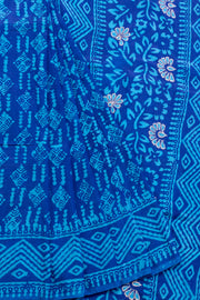 Blue Dhakai Batik Embroidery Silk saree 10065454