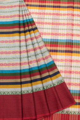 Grey Handloom Dhaniakhali Cotton Saree - Avishya