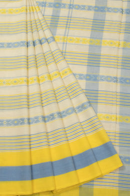 Off White Handloom Dhaniakhali Cotton Saree - Avishya