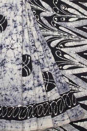 Off White Batik Printed  Muslin Silk Saree - Avishya