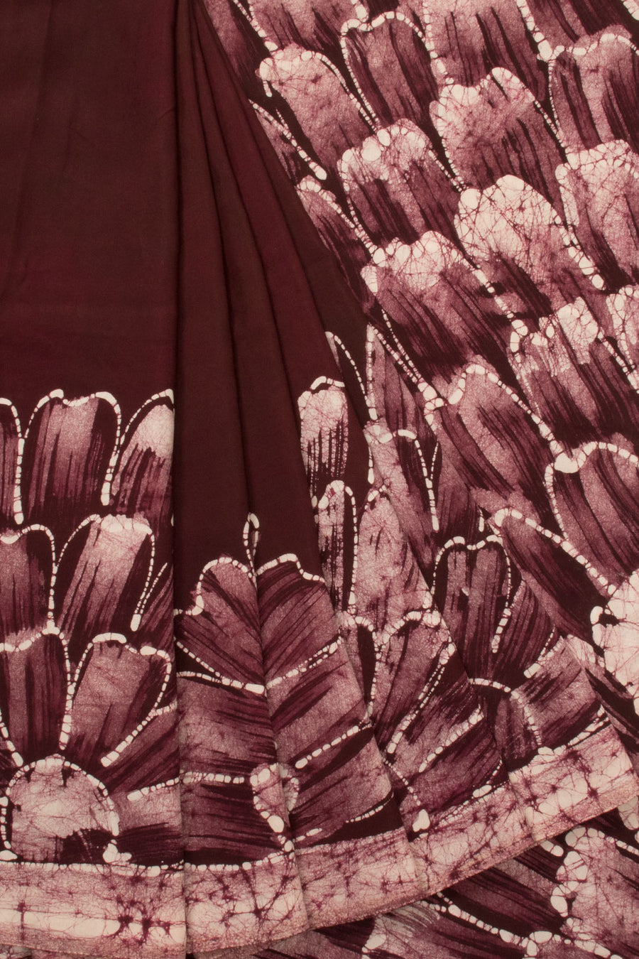 Maroon Batik Printed  Muslin Silk Saree - Avishya