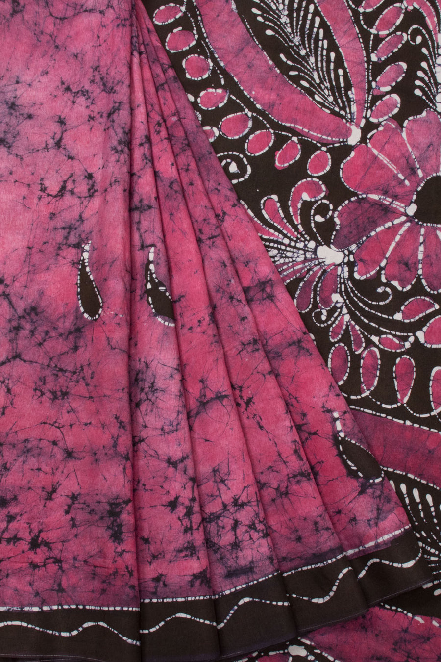 Pink Batik Printed  Muslin Silk Saree - Avishya