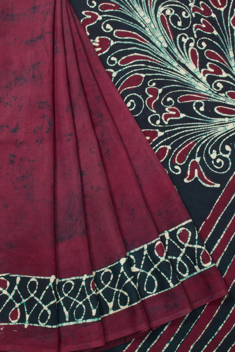 Berry Magenta Batik Printed Muslin Silk saree - Avishya