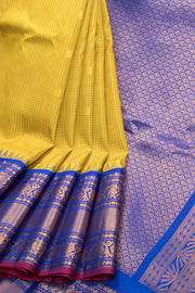 Mustard Yellow Handloom Gadwal Kuttu Silk Saree - Avishya