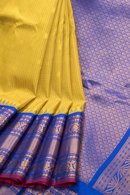 Mustard Yellow Handloom Gadwal Kuttu Silk Saree - Avishya