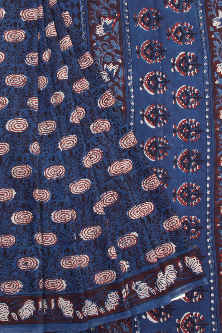 Blue Vanaspathi Printed Mulmul Cotton Saree 10068573 - Avishya