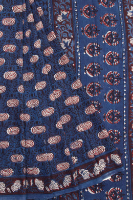 Blue Vanaspathi Printed Mulmul Cotton Saree 10068573 - Avishya