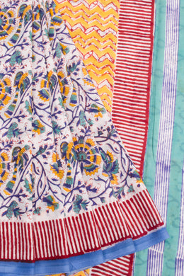 Off White Vanaspathi Printed Mulmul Cotton Saree 10068580 - Avishya