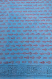 Blue Hand Block Printed Kota Cotton Saree 10068626 - Avishya