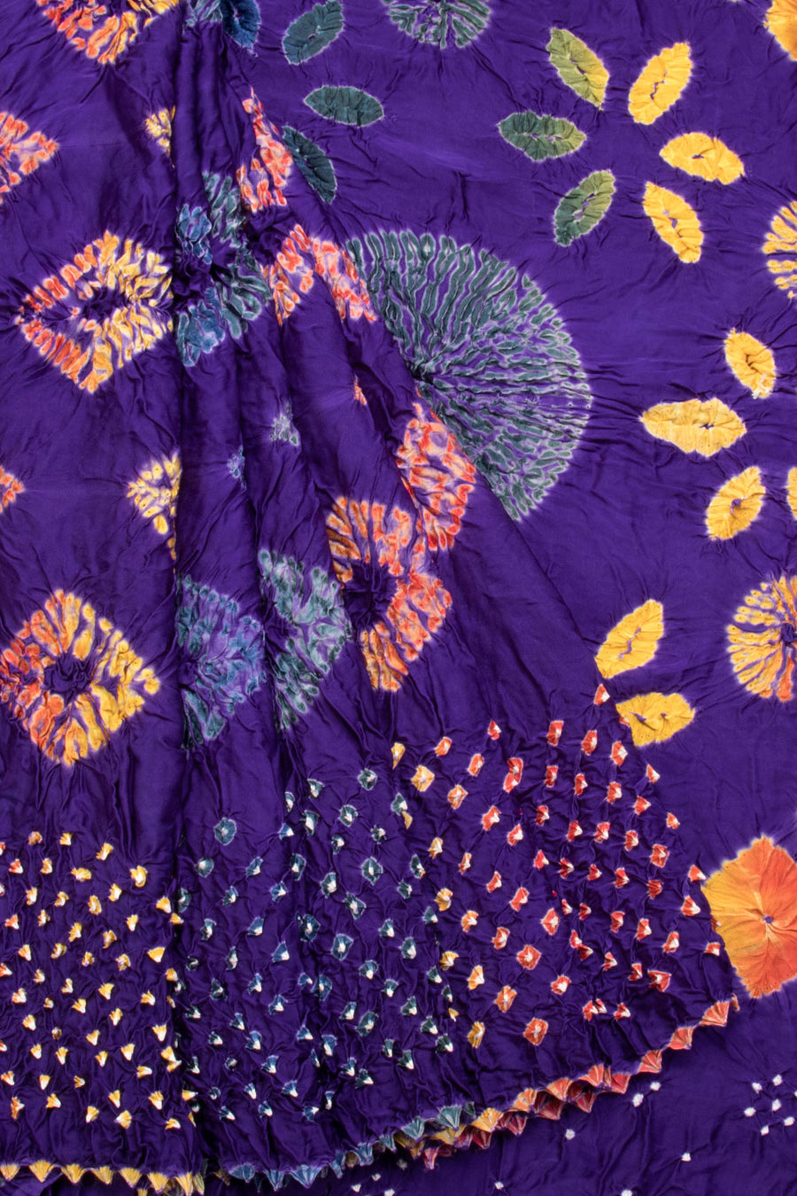 Violet Handwoven Bandhani Modal Saree-Avishya