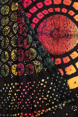 Black Handcrafted Bandhani Modal Saree 10069430