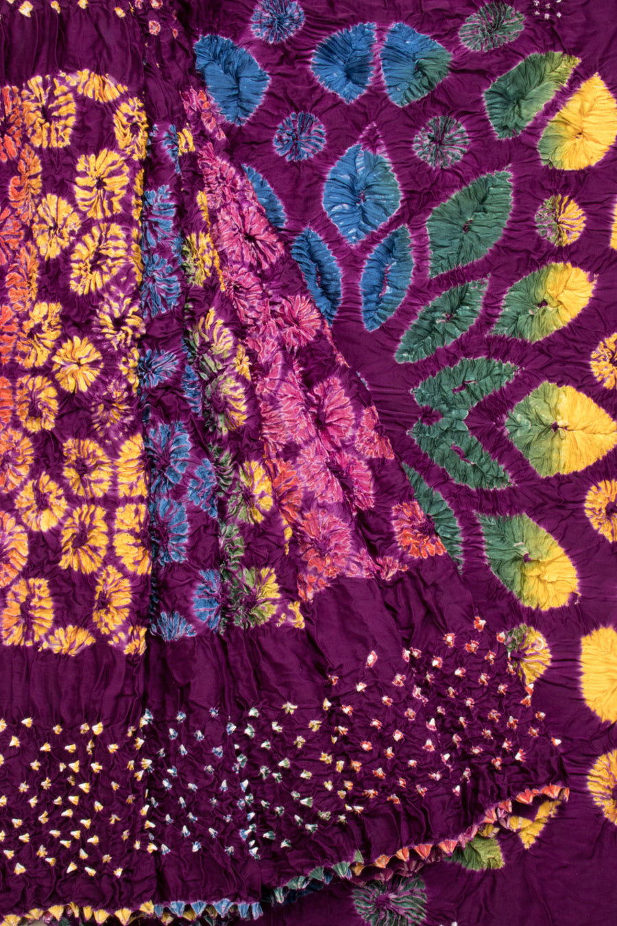 Tyrian Purple Handwoven Bandhani Modal Saree -Avishya