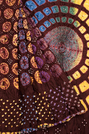 Chocolate Brown Handcrafted Bandhani Modal Saree 10069434 - Avishya