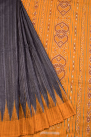 Metallic Grey Gopalpur Tussar Silk Saree with Ikat pallu 10069902 - Avishya