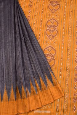 Metallic Grey Gopalpur Tussar Silk Saree with Ikat pallu 10069902 - Avishya