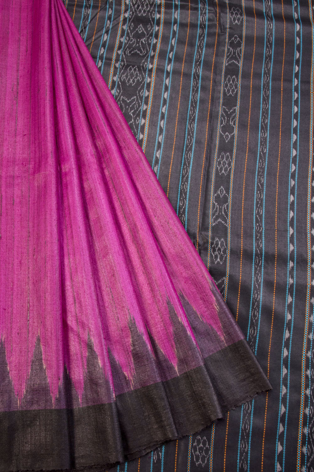 Magenta Gopalpur Tussar Silk Saree with Ikat pallu 10069905 - Avishya