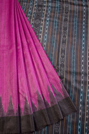 Magenta Gopalpur Tussar Silk Saree with Ikat pallu 10069905 - Avishya