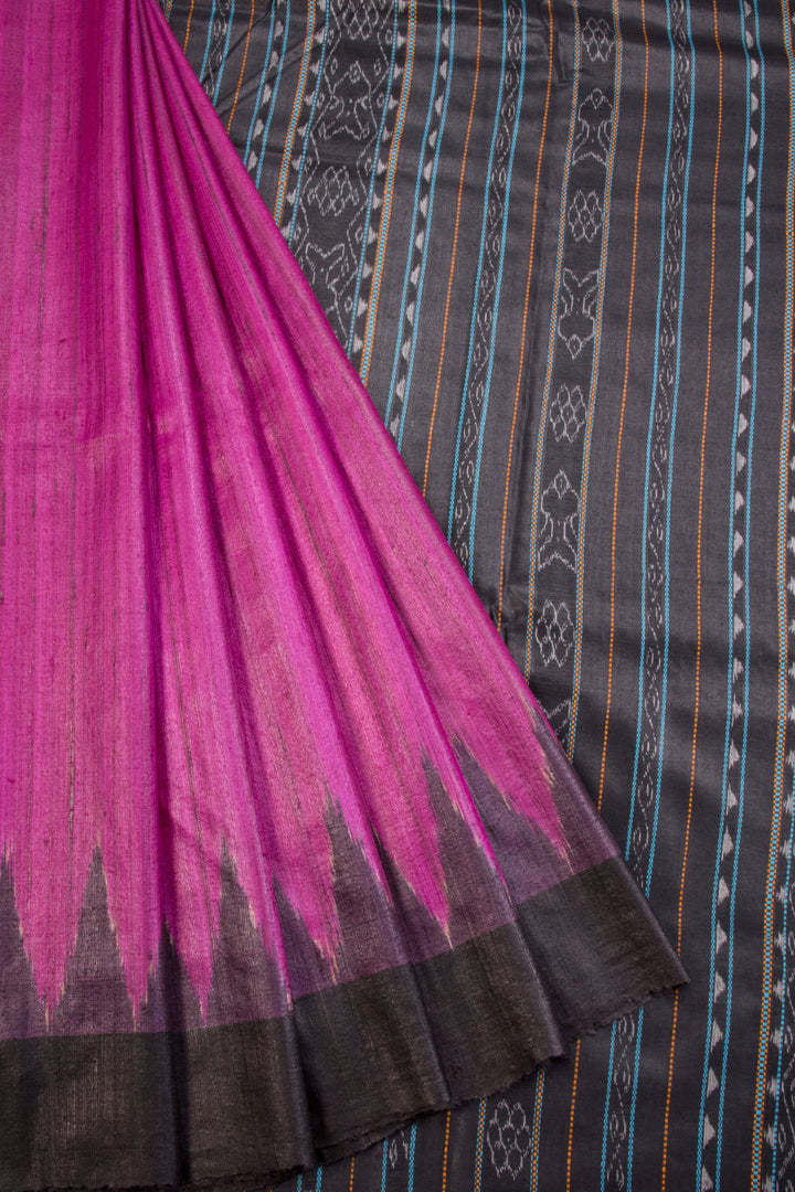 Magenta Gopalpur Tussar Silk Saree with Ikat pallu 10069905 - Avishya