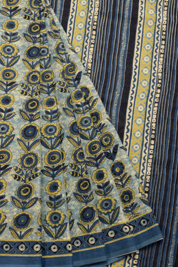 Blue Vanaspathi Printed Mulmul Cotton Saree 10070246