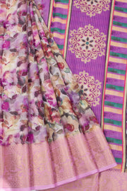 Purple Fancy Printed Linen Saree 10070277 - Avishya