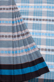 Grey Handloom Dhaniakhali Cotton Saree Without Blouse