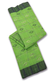 Green Matka Cotton Kantha Work Saree without blouse 10070990