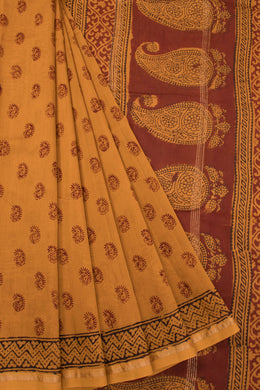 Sandstone Orange Bagh Printed Silk Cotton Saree 10071019