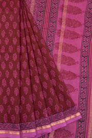 Maroon Bagh Printed Silk Cotton Saree 10071020