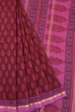 Maroon Bagh Printed Silk Cotton Saree 10071020